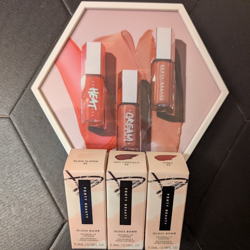 NIB Fenty Beauty Lil'Gloss Bomb Mini Trio Set